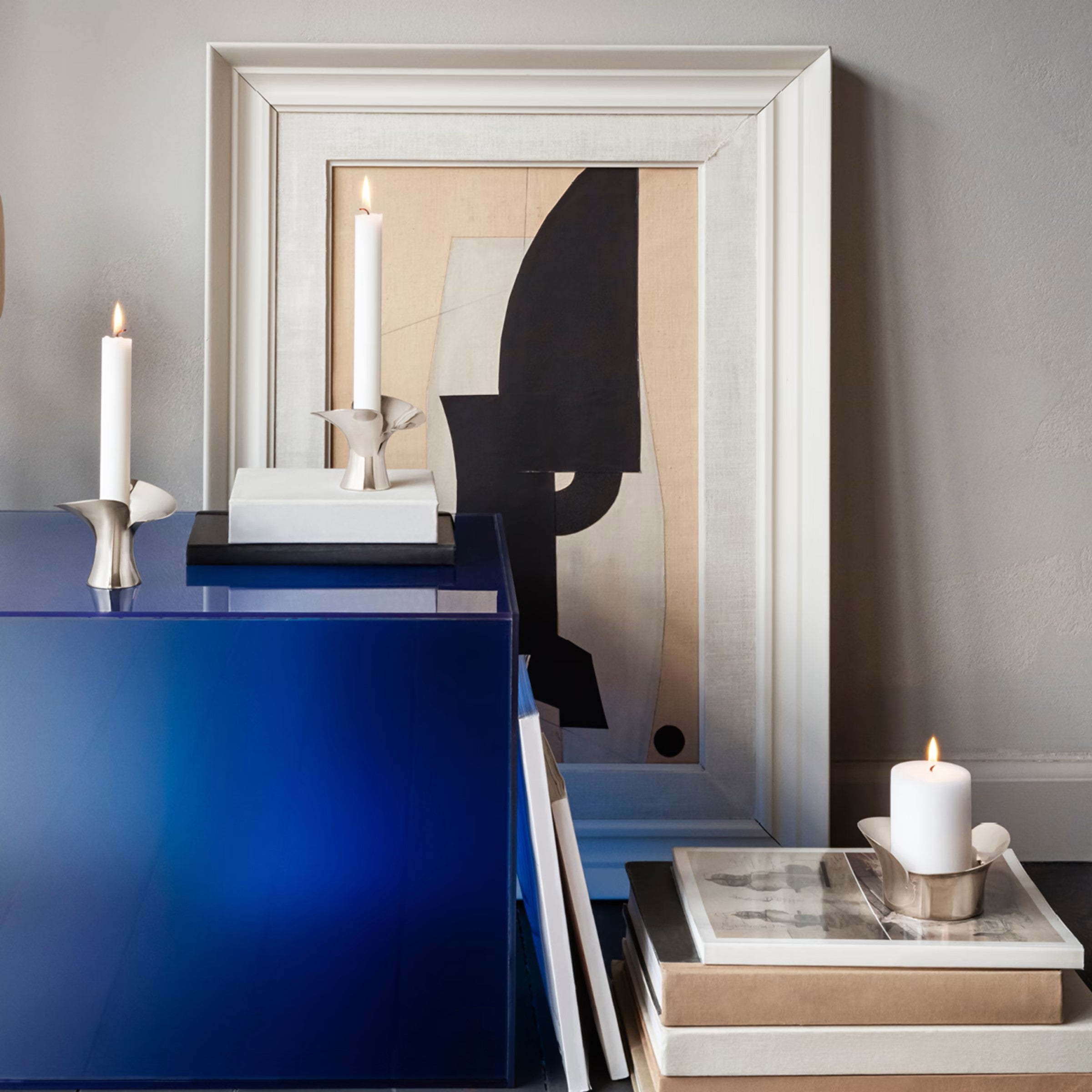 Georg Jensen Bloom Taper Candle Holders Set