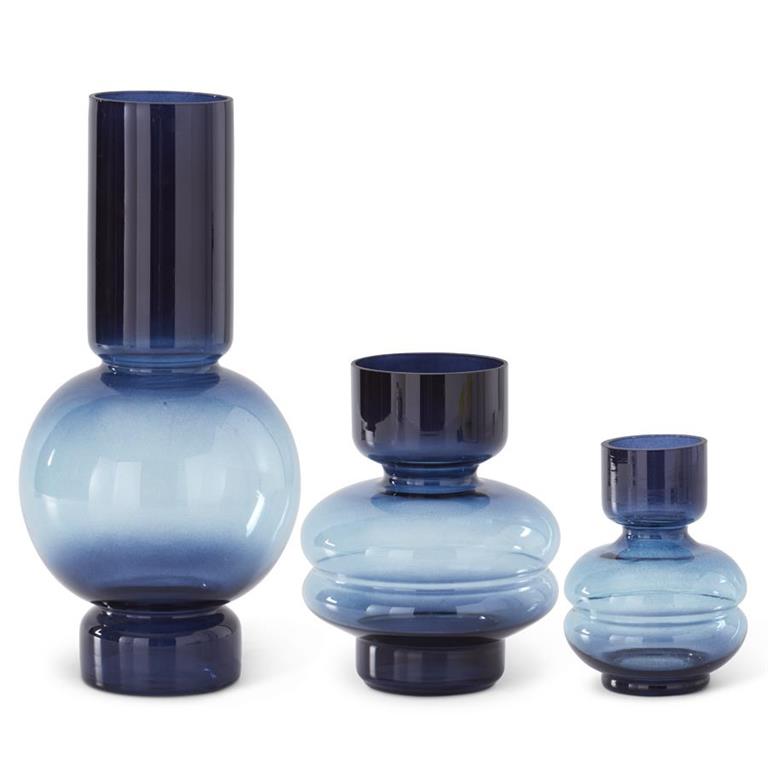 Blue Two-Tone Pot Belly Vases