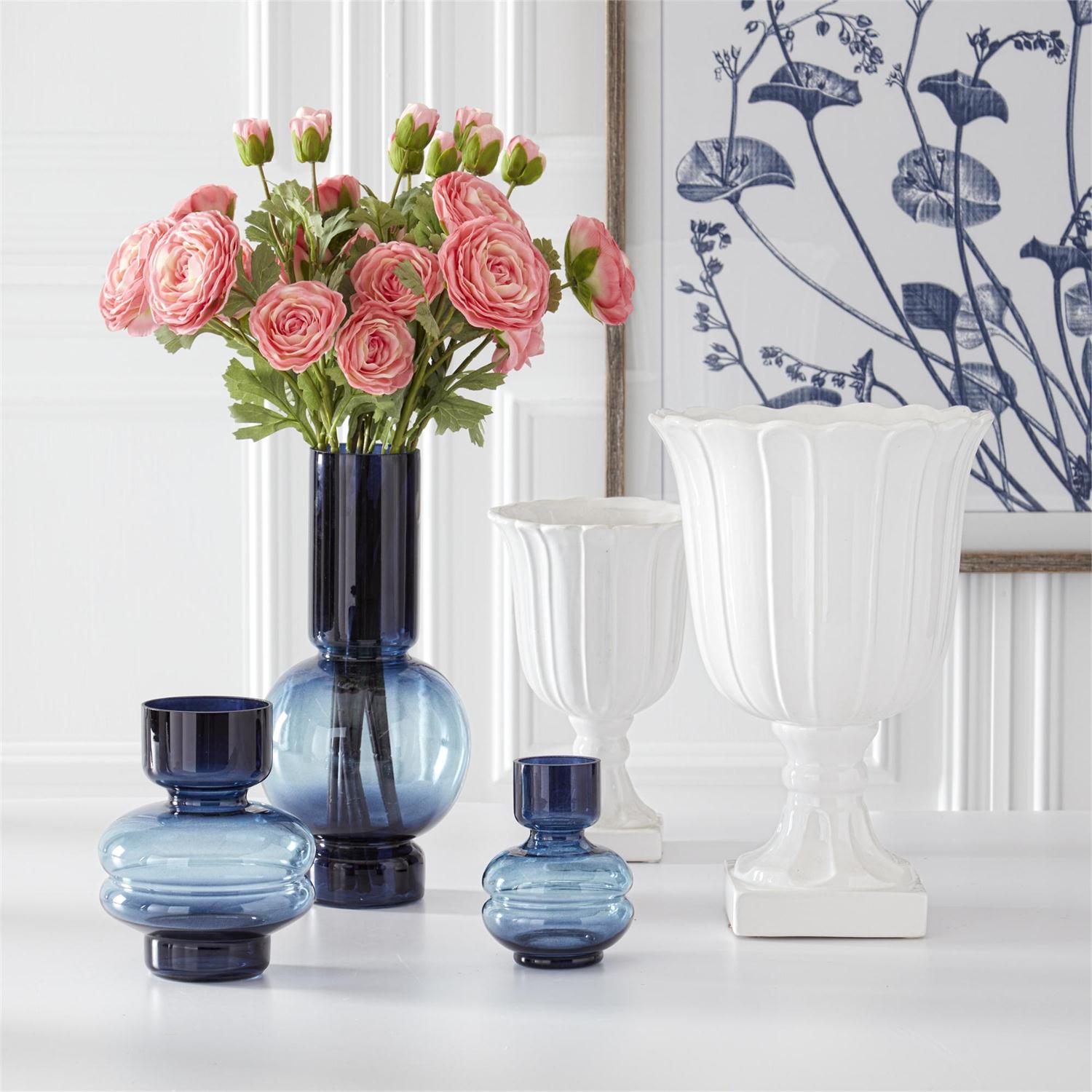 Blue Two-Tone Pot Belly Vases