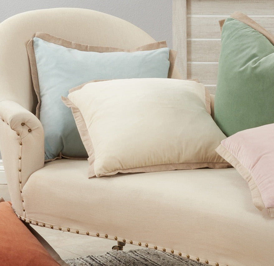 Ivory Velvet Flange Pillow