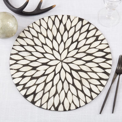Black/White Floral Capiz Placemat