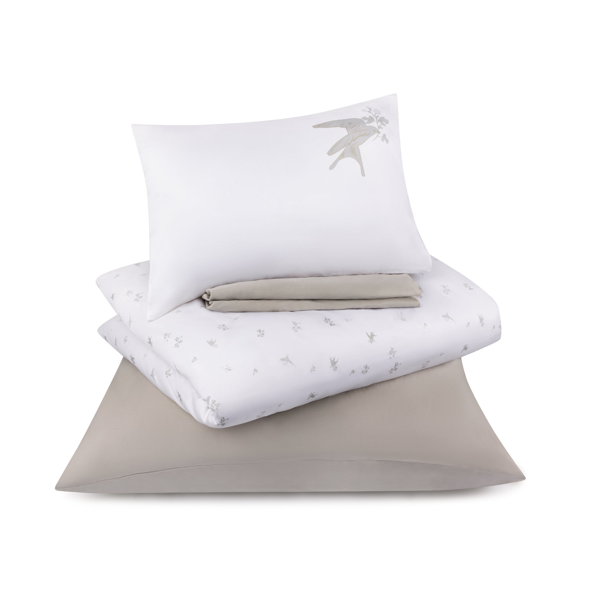 Petite Belle Summer Skies Bird Crib Set- French Grey