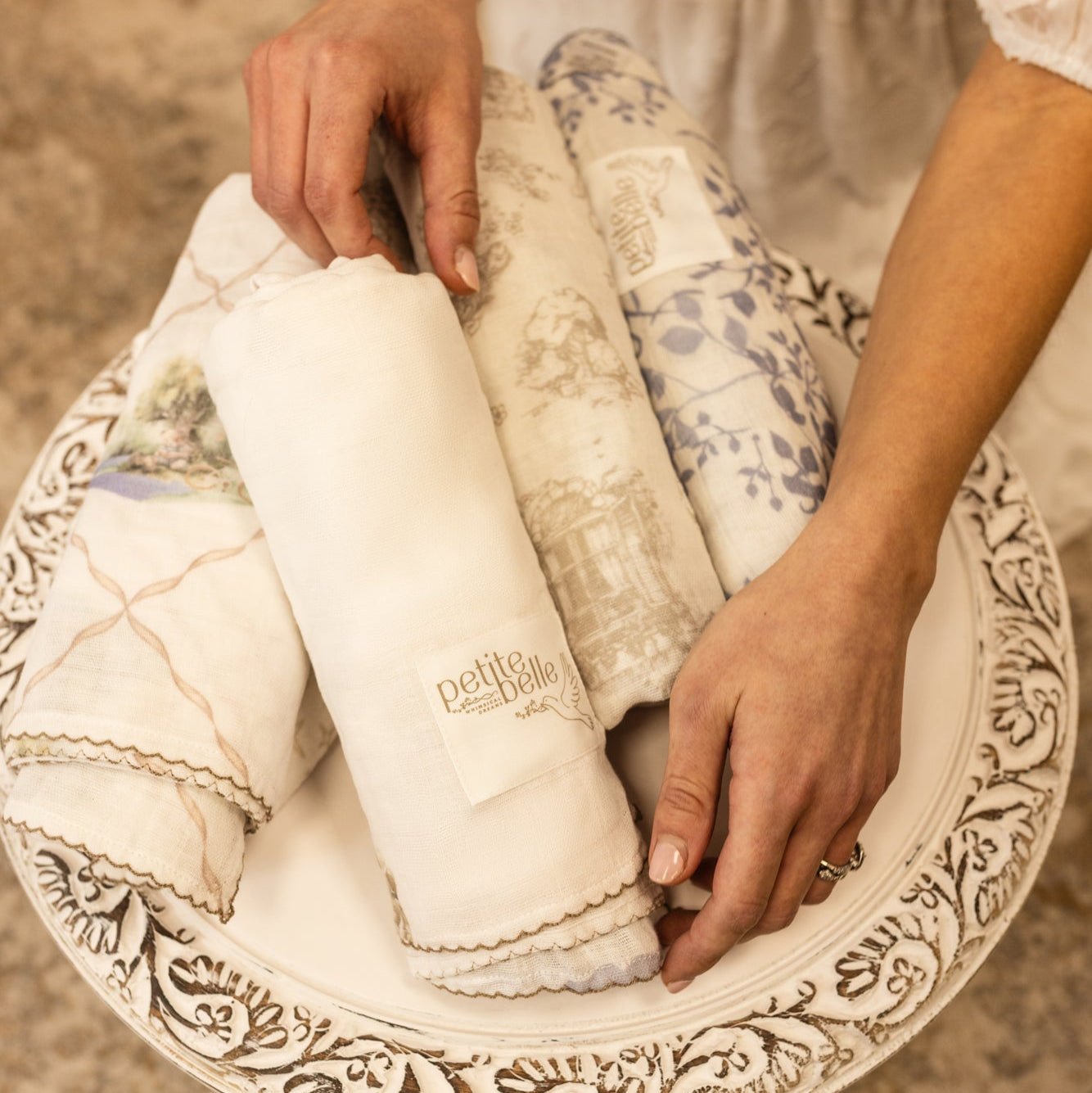 Petite Belle Lafayette Powder Blue Swaddle & Burp Cloth Set