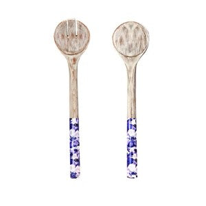 Claro Blue & White Wash Salad Servers