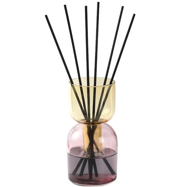 Pink and amber two-tone reed diffuser