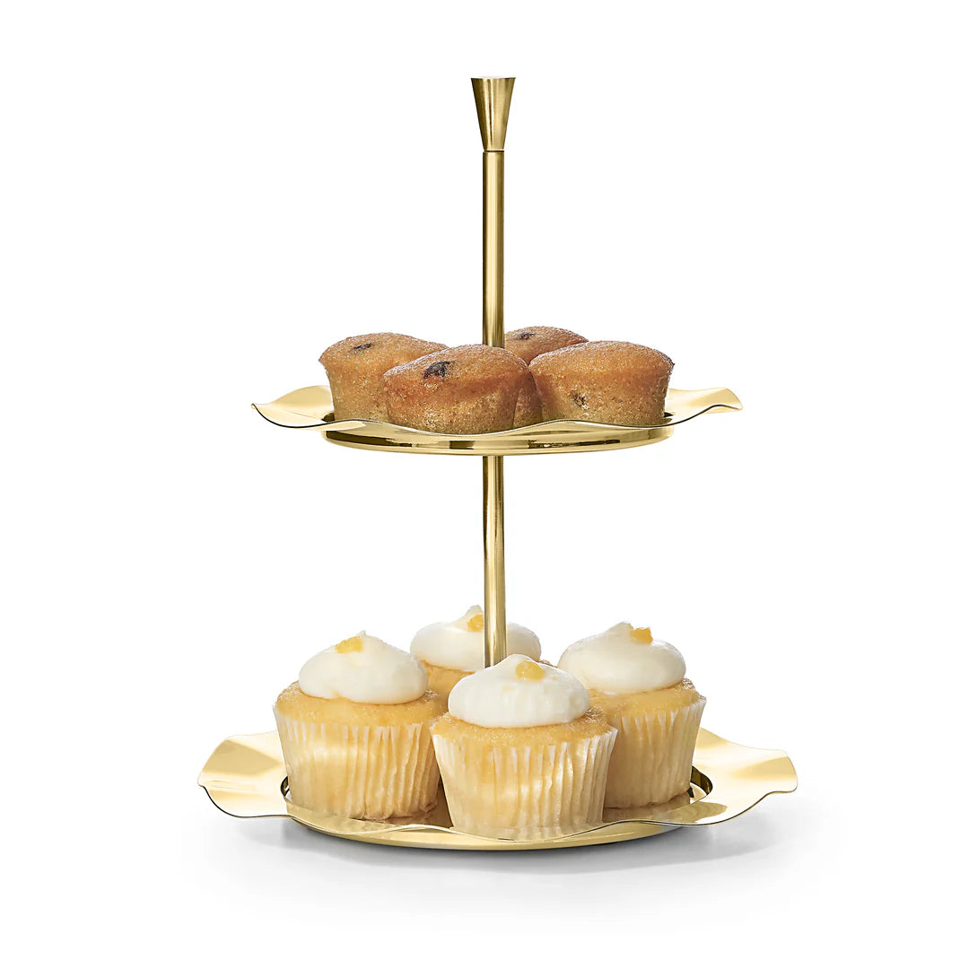 Lilliput Mirrored Gold 2 Tiered Serving Stand