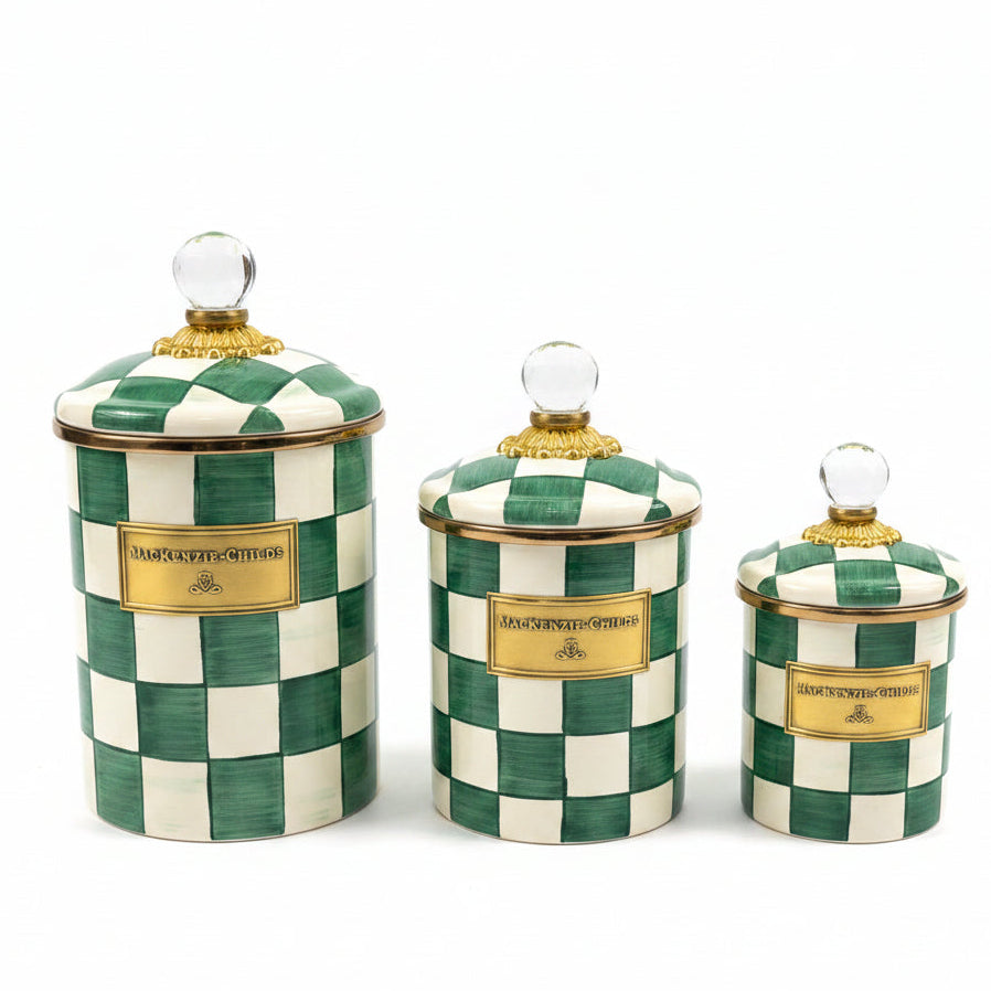 MacKenzie-Childs Emerald Check canister