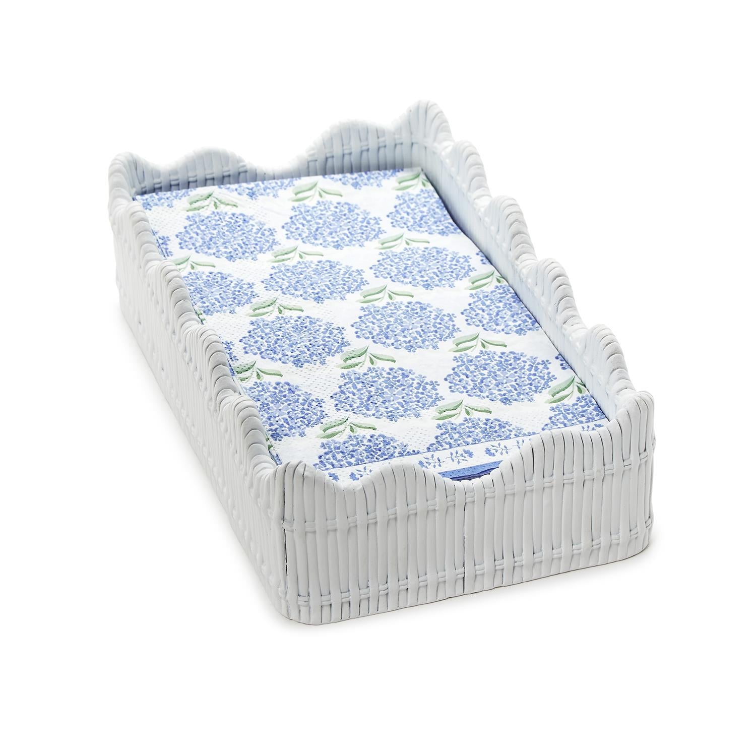 Scalloped Edge Basket Weave Pattern Guest Towel / Utensil Holder