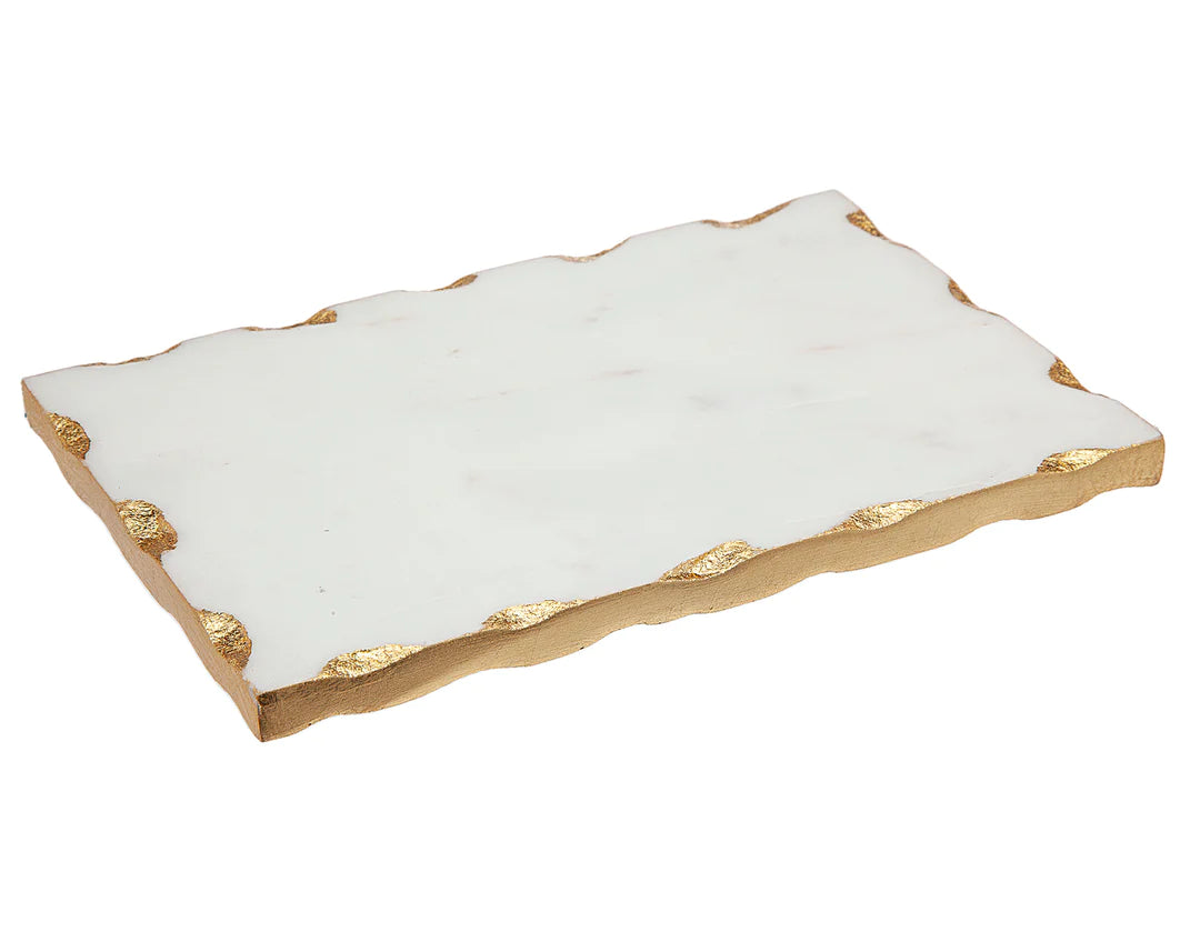 Lavi White Marble Organic Edge Rectangle Board