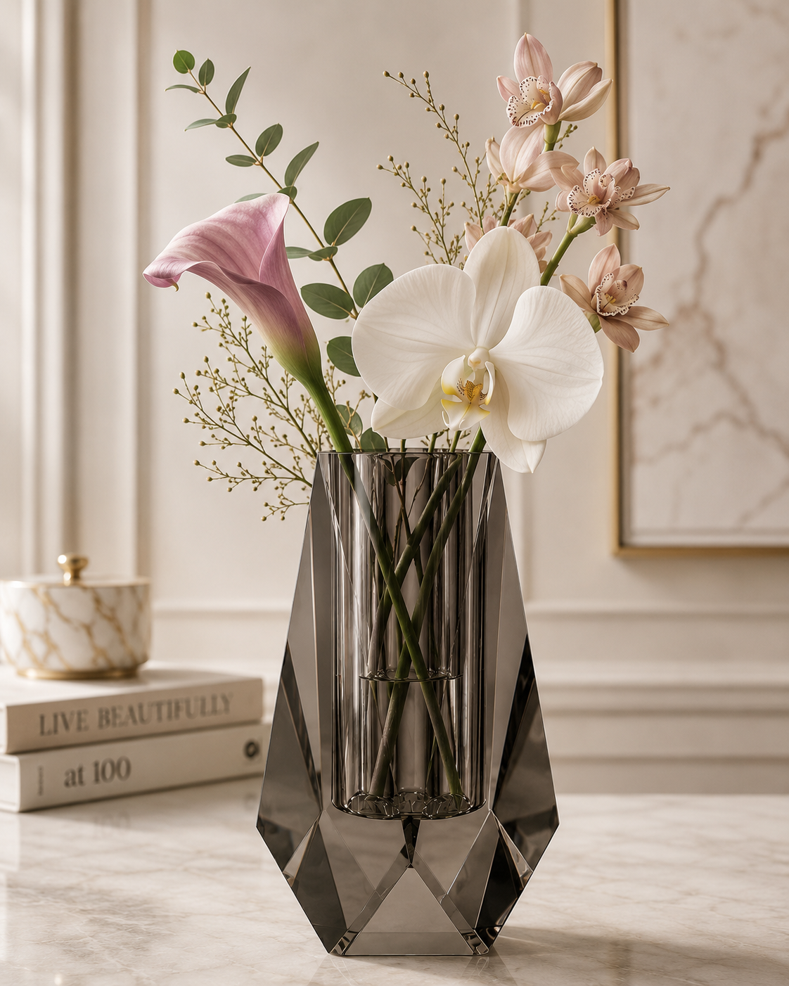 Luxe Modern Acrylic Bud Vase - Smoky Quartz
