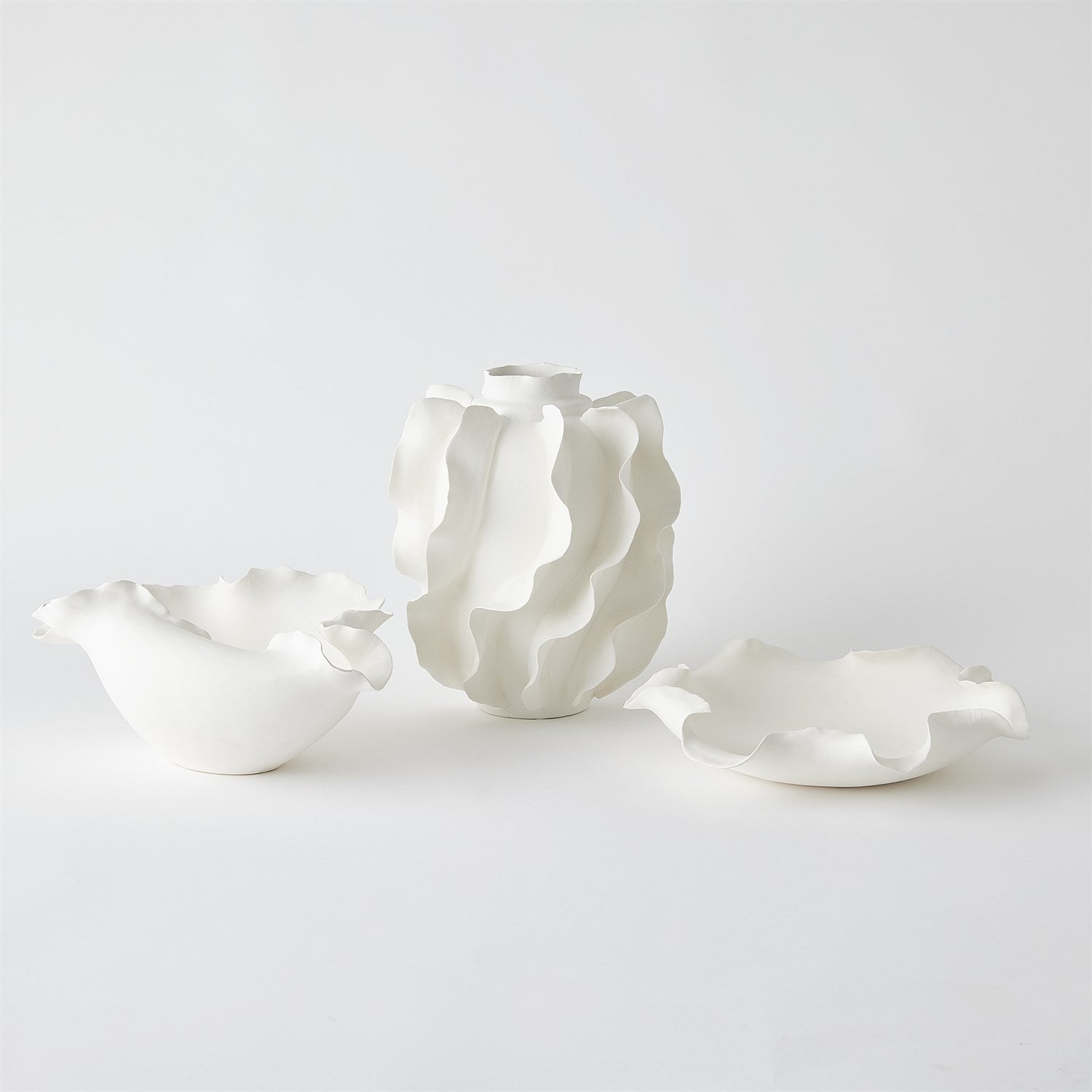 Global Views Folios Matte White Low Bowl