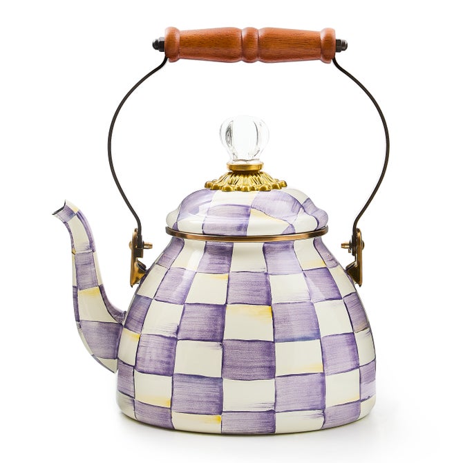 MacKenzie-Childs Violet Check Tea Kettle