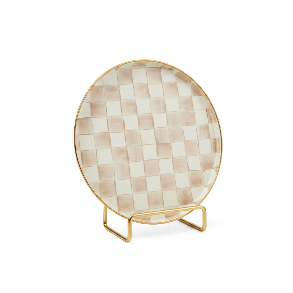 Check round tray, mocha