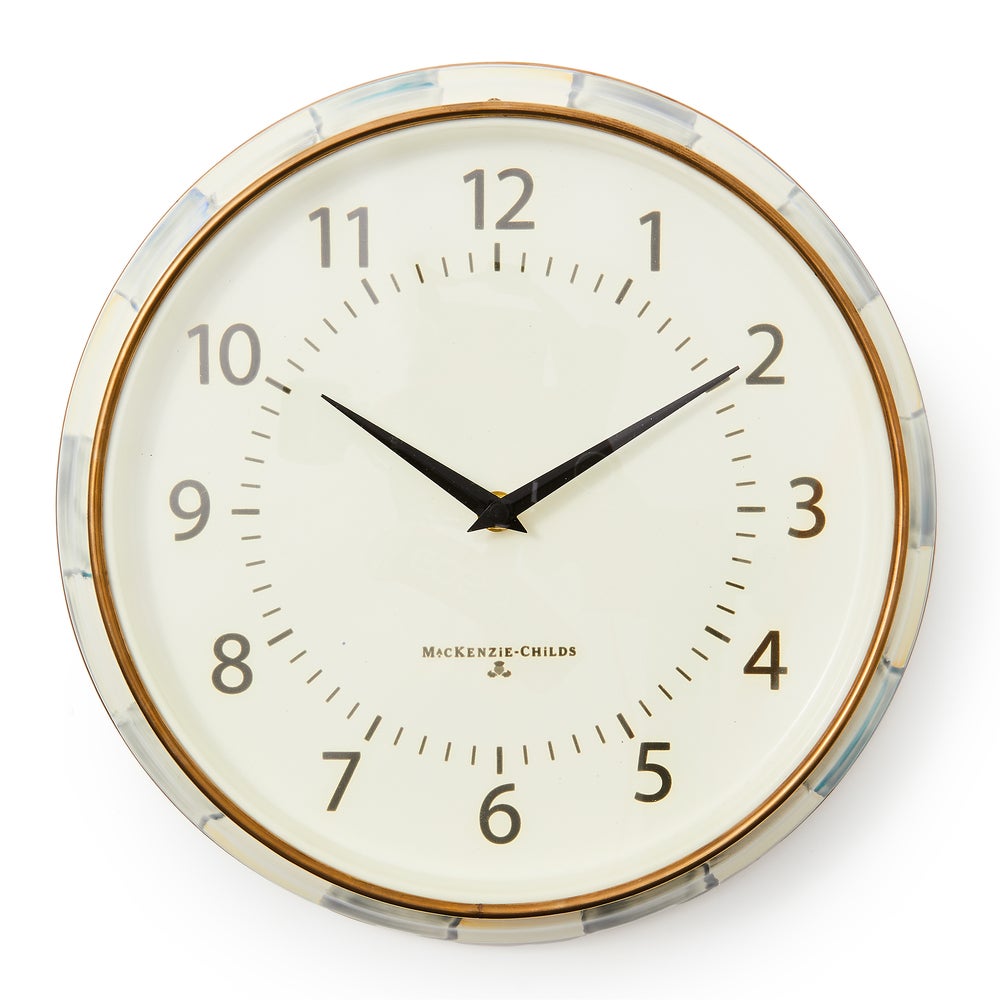 MacKenzie-Childs Sterling Check enamel school clock