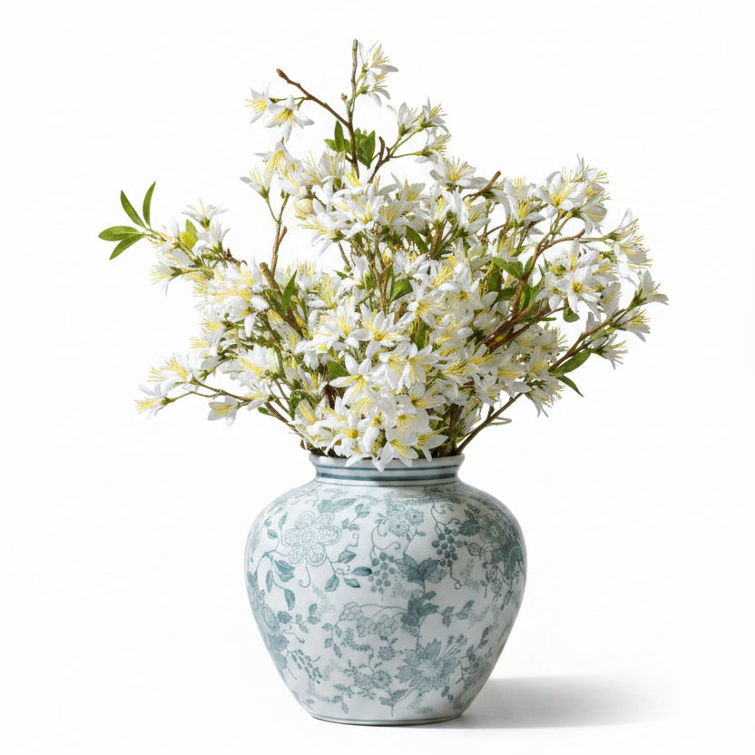 Flaura Starflower Spray in Teal Chinoiserie Vase