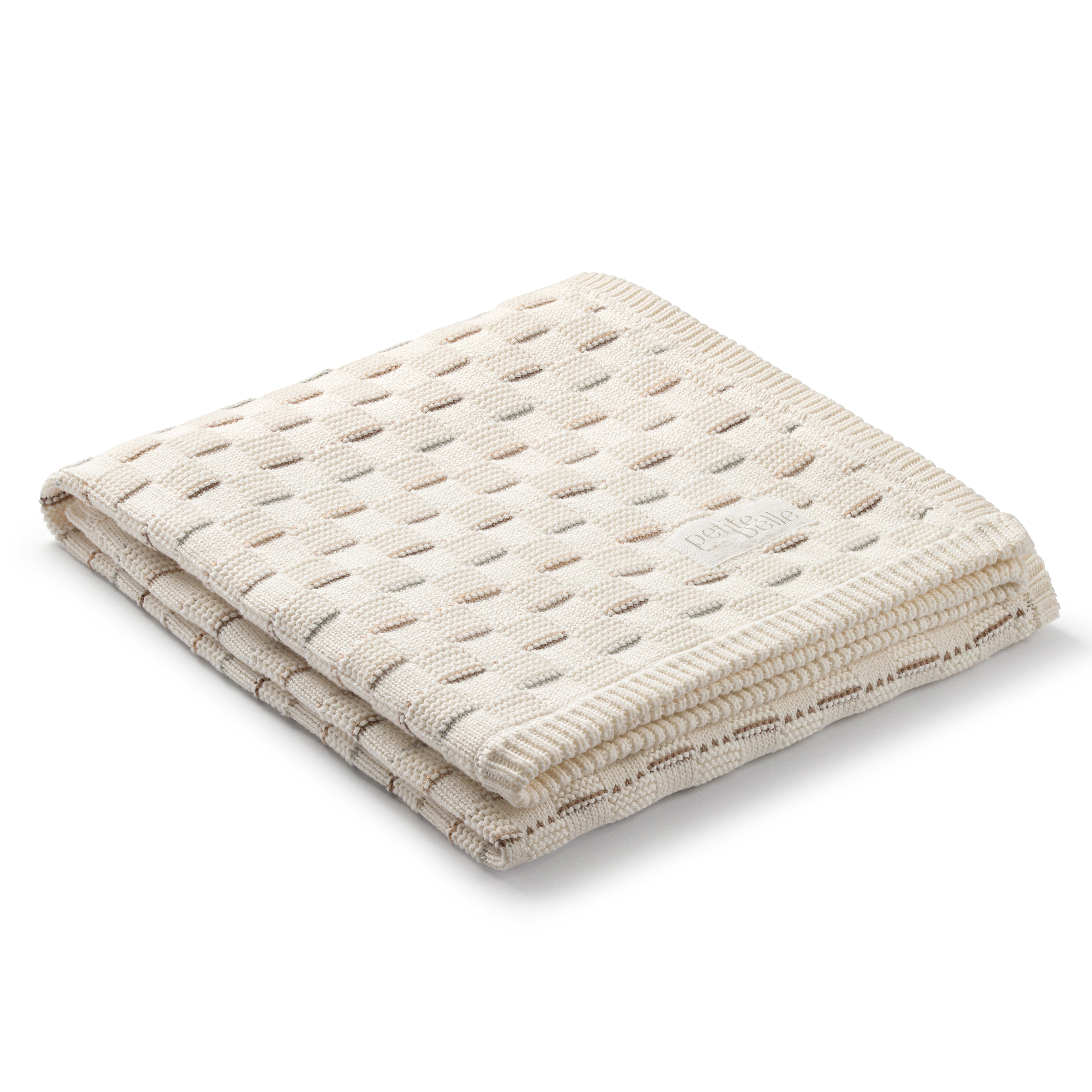 Petite Belle Sand Weave Knit Blanket & Pouch Set
