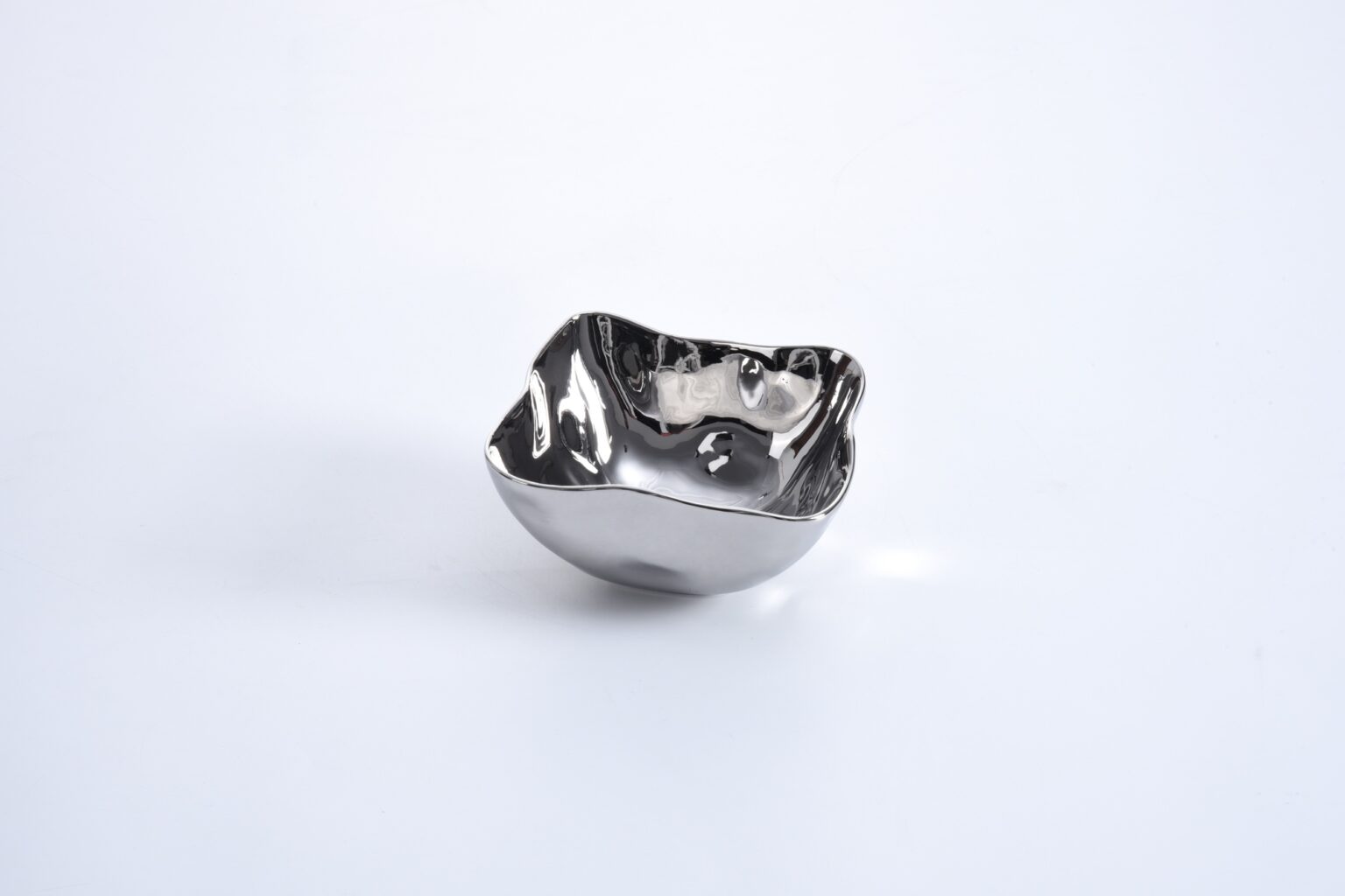 Silver Porcelain Square Snack Bowl