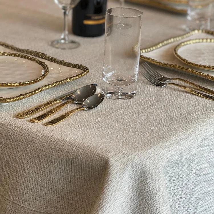 Adorn Your Table Chenille Weave White Tablecloth