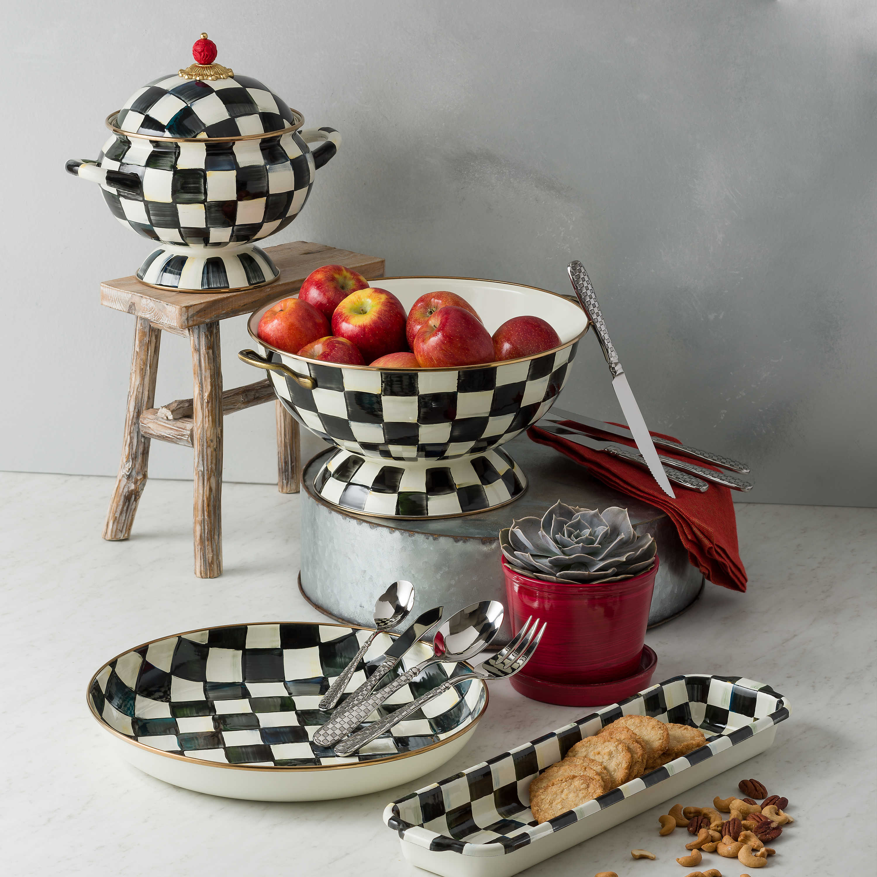 MacKenzie-Childs Courtly Check Enamel Everything Bowl