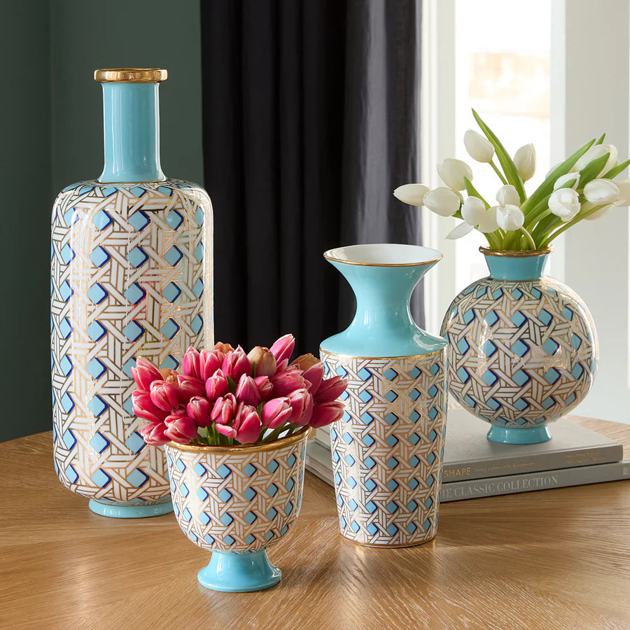 Jonathan Adler Basketweave Round Vase
