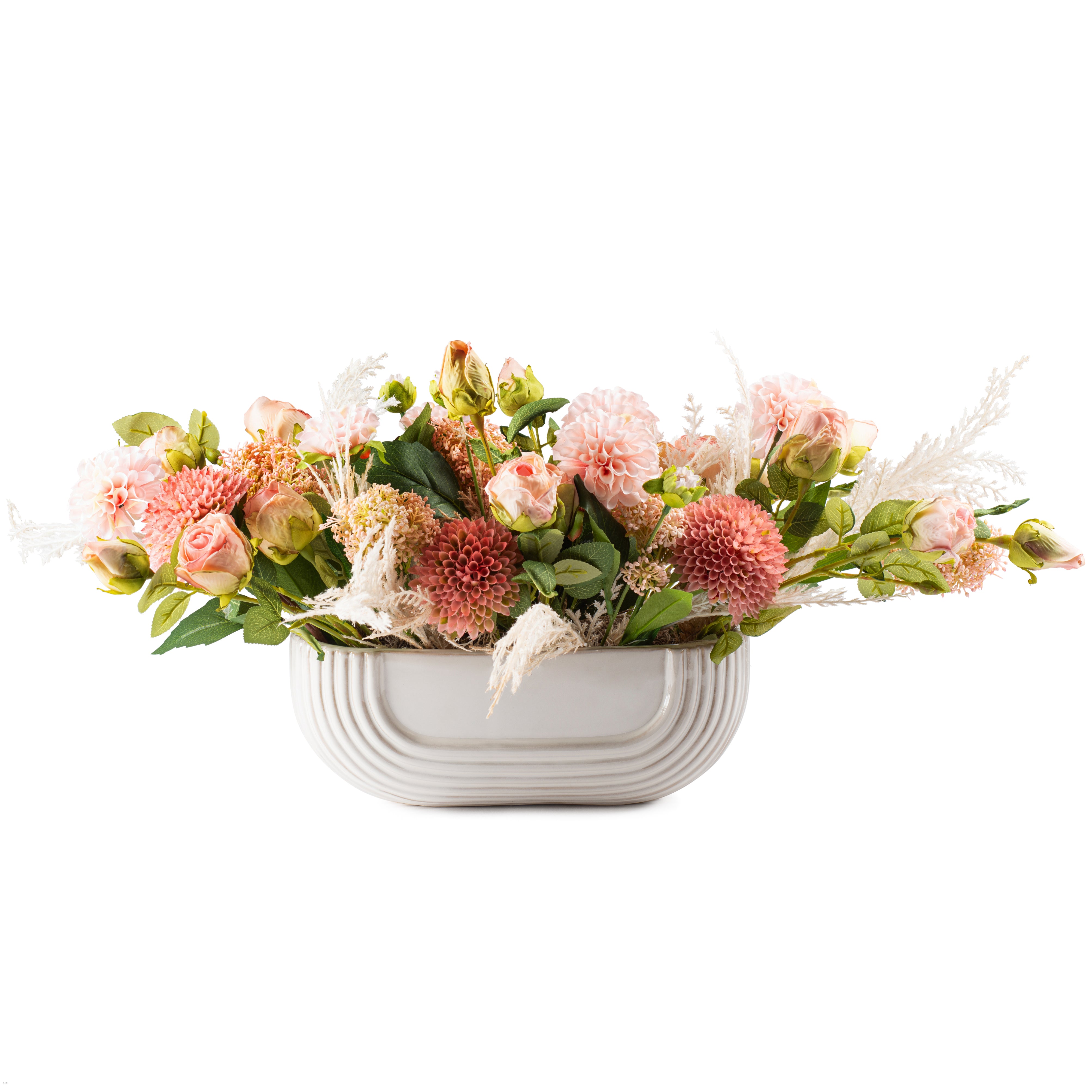 Flaura Long Pink Hydrangeas and Dahlias