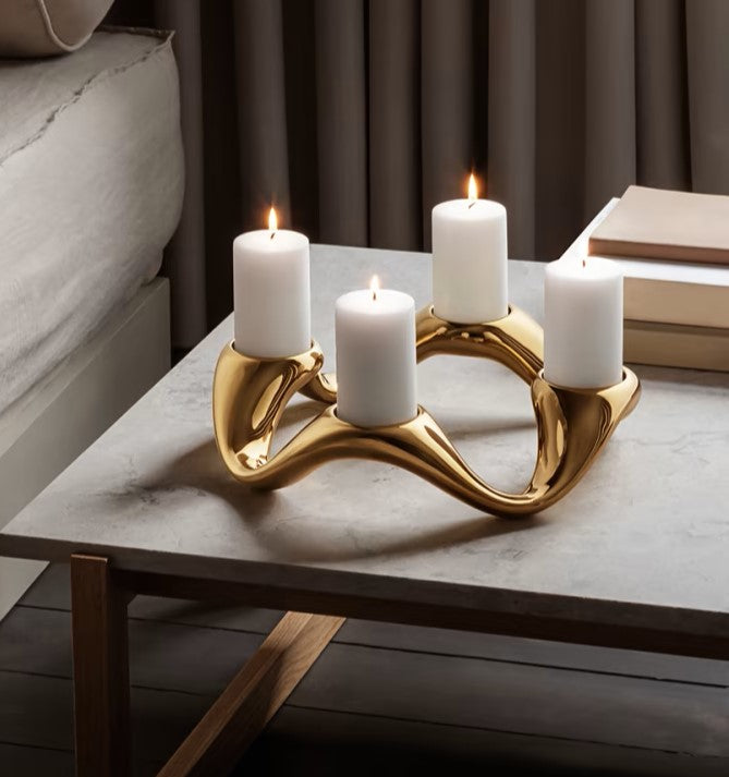 Georg Jensen Cobra Gold Round Candleholder