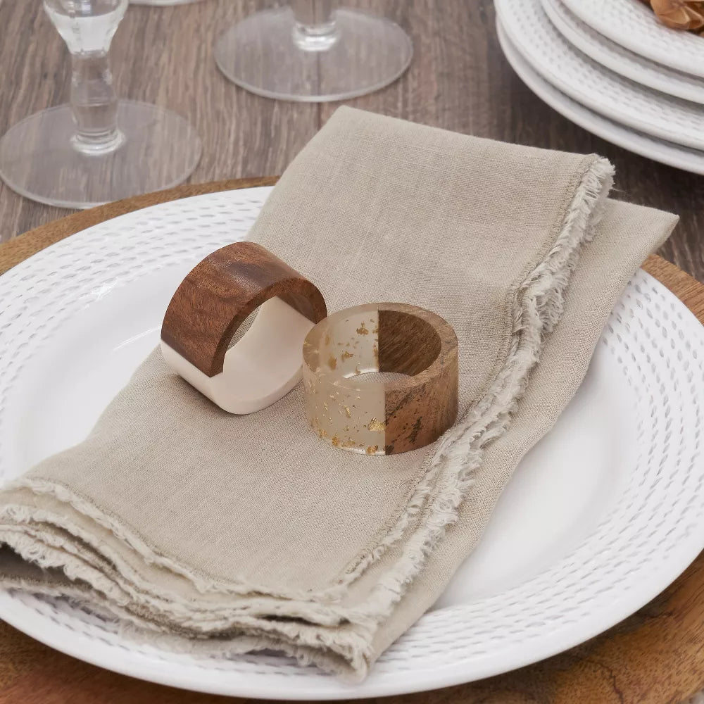 White Wood & Resin Napkin Ring