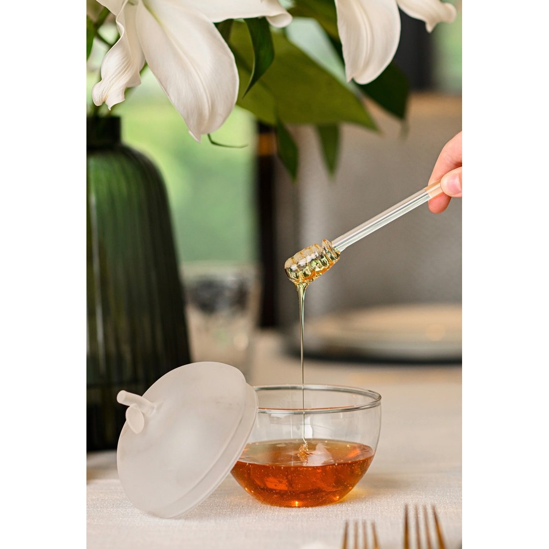 Frosted and Clear Honey Dish