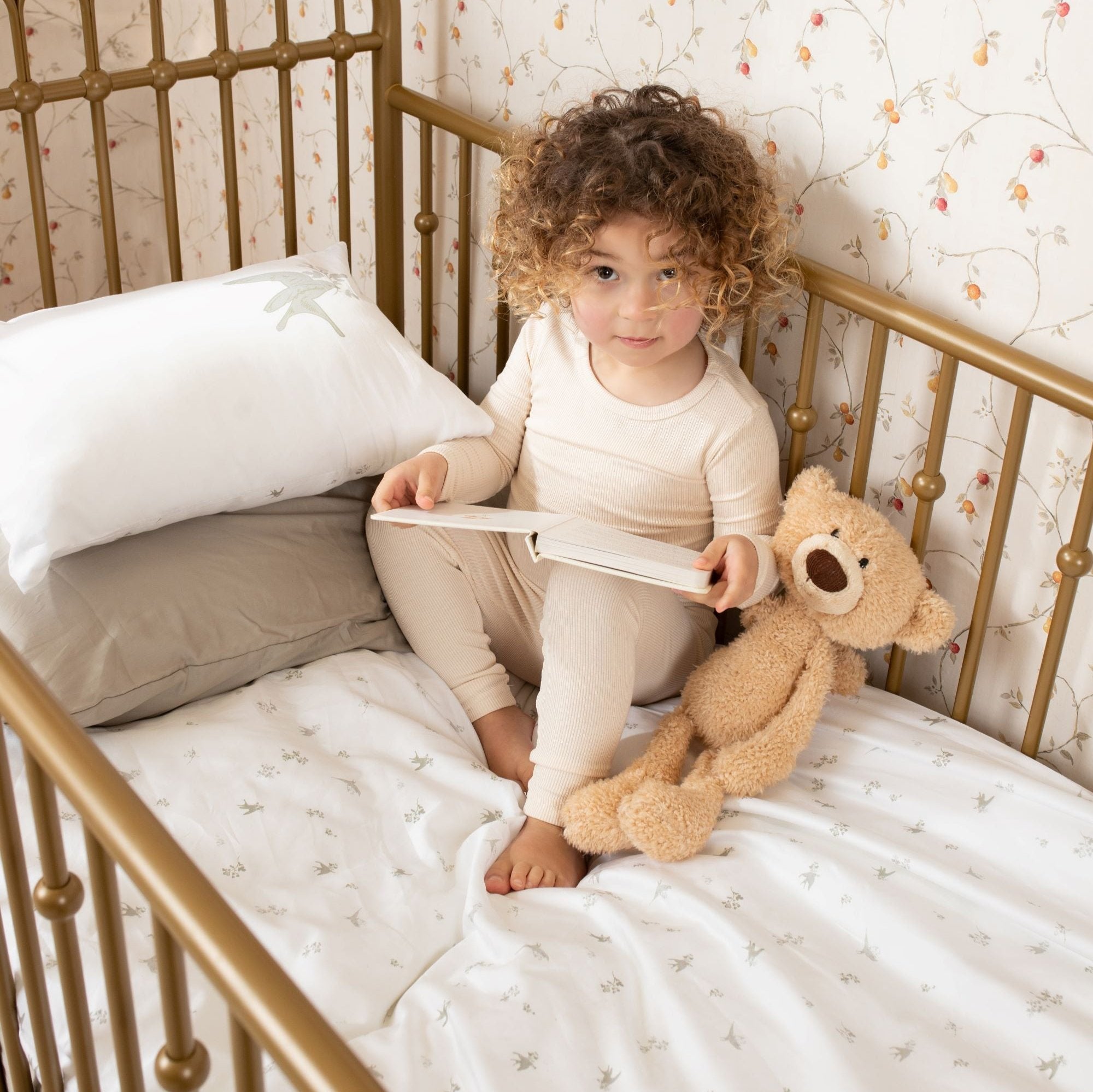 Summer Skies Bird Crib Set- French Grey Bird