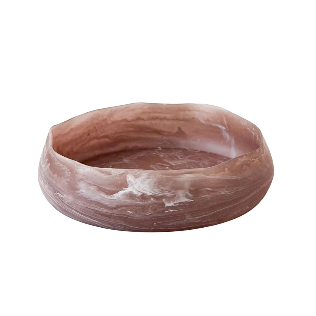 Brown Marble Resin Wavy Salad Bowl