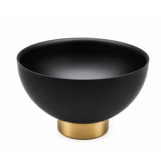 Matte Black Stainless Steel Pedestal Large Salad Bowl
