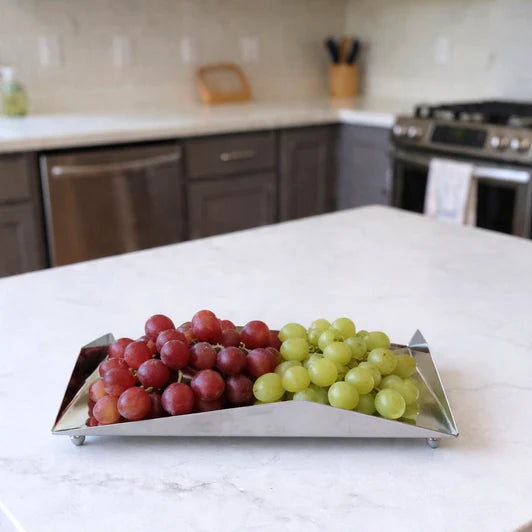 Sleek Geometric Stainless Steel Tray