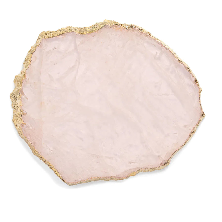 Anna New York Kiva Rose Quartz 24k Gold Edge Challah Board/ Platter