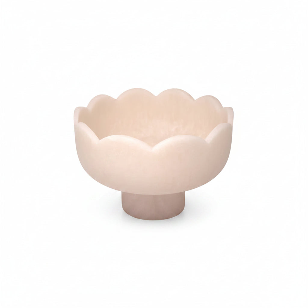 Scalloped Resin Blush Medium Pedestal Bowl