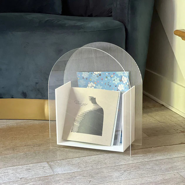 Lucite Ribbed Magazine Rack