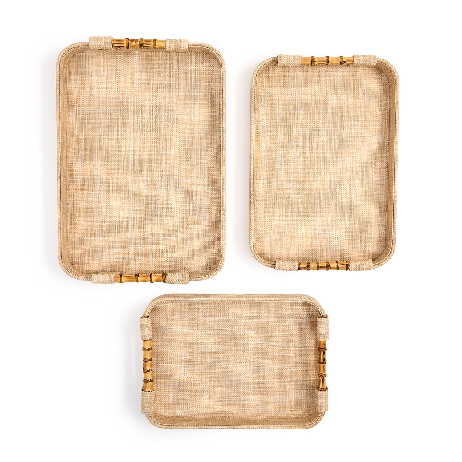Monaco Grass Trays with Bamboo Handles
