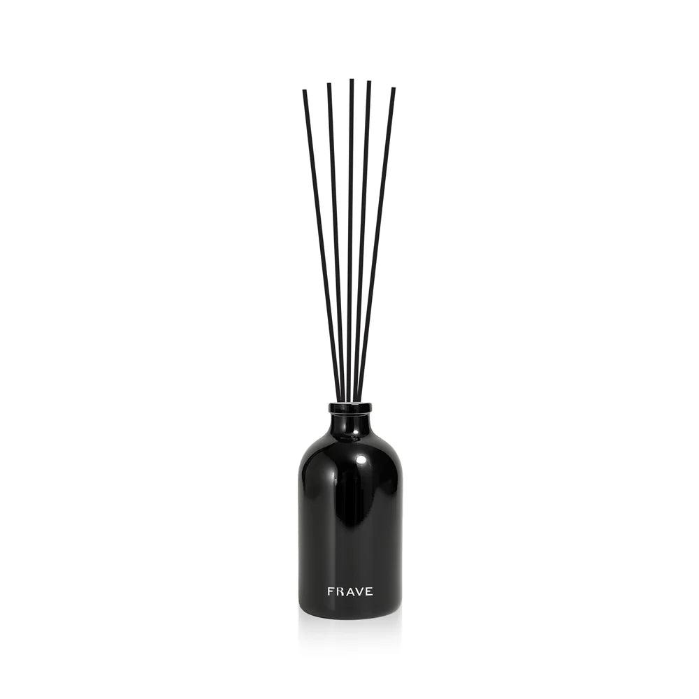 Frave Noire Essence reed diffuser in matte black glass