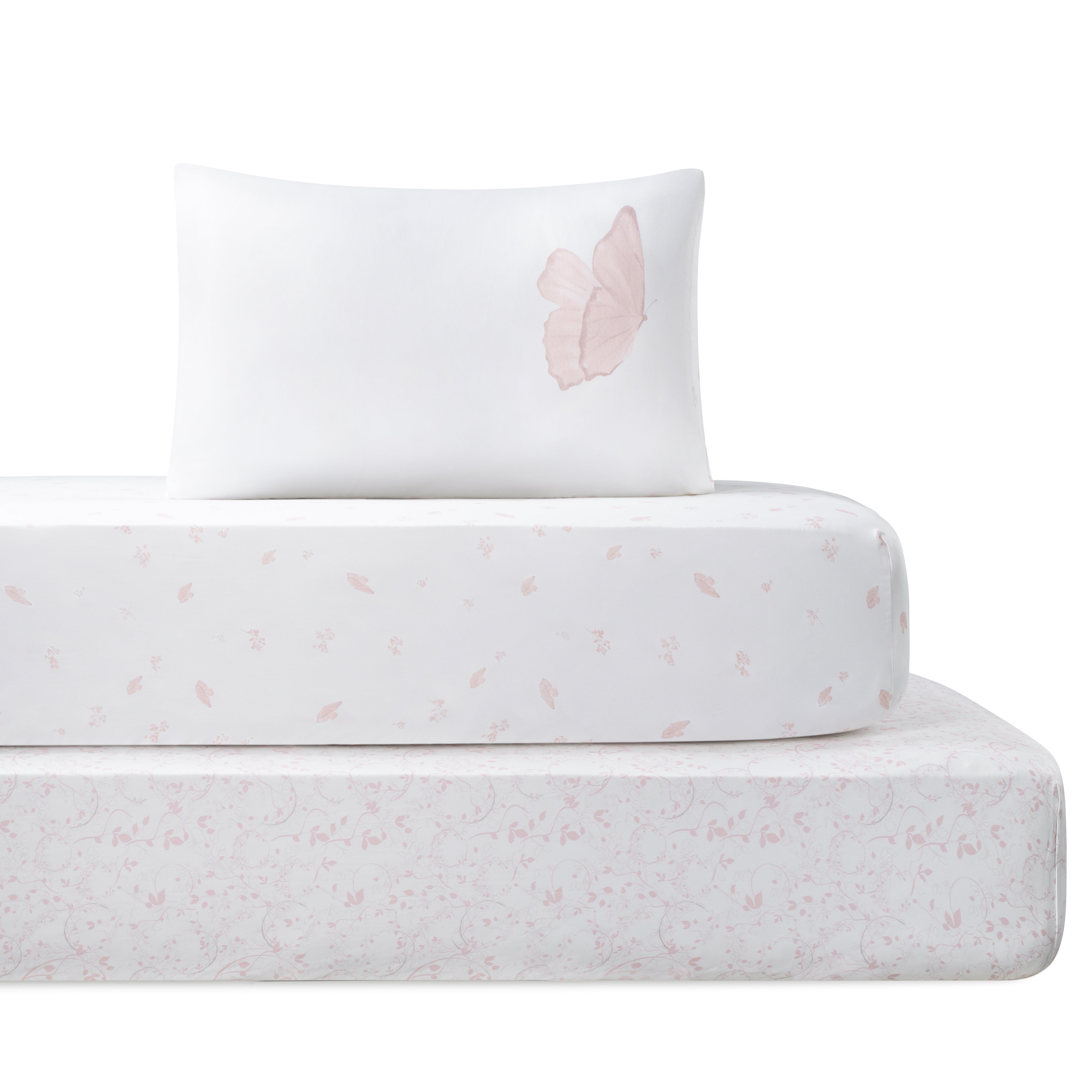 Petite Belle Summer Skies Standard Crib Sheet Set- Blush Butterfly