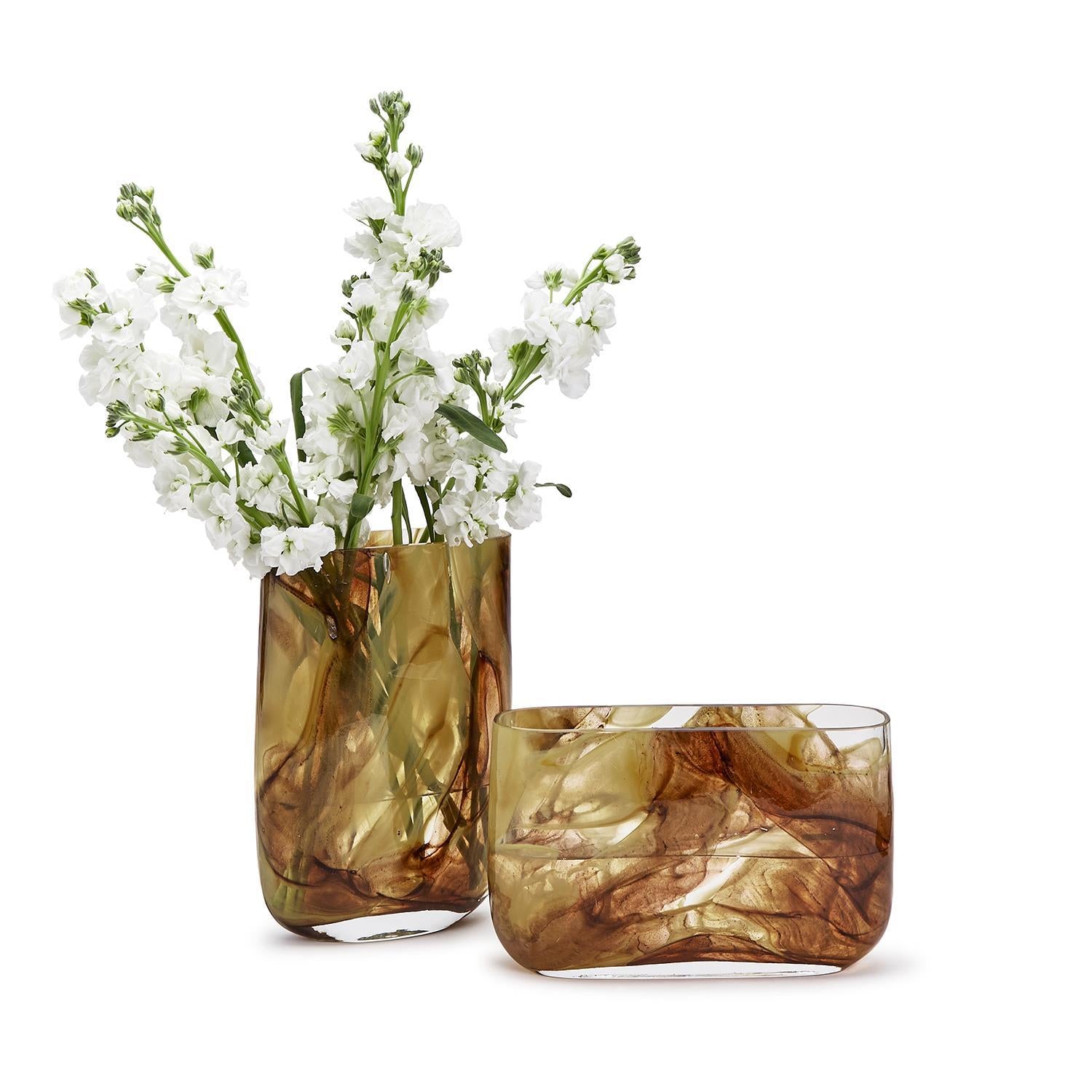 Organic Swirl Hand Blown Glass Vase