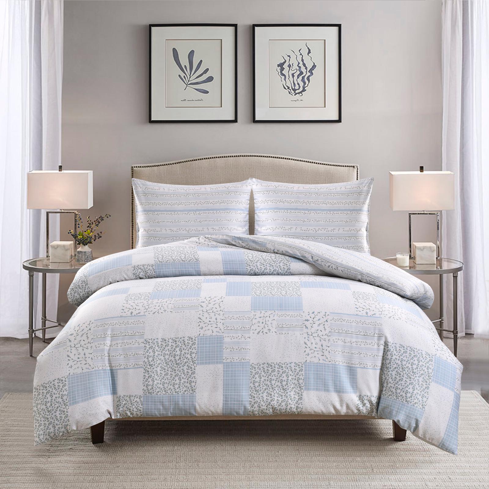 Petite Belle Flora Patchwork Duvet Set- Light Blue/Grey