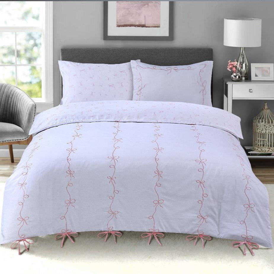 Petite Belle Lafayette Pink Lace Embroidered Duvet Set
