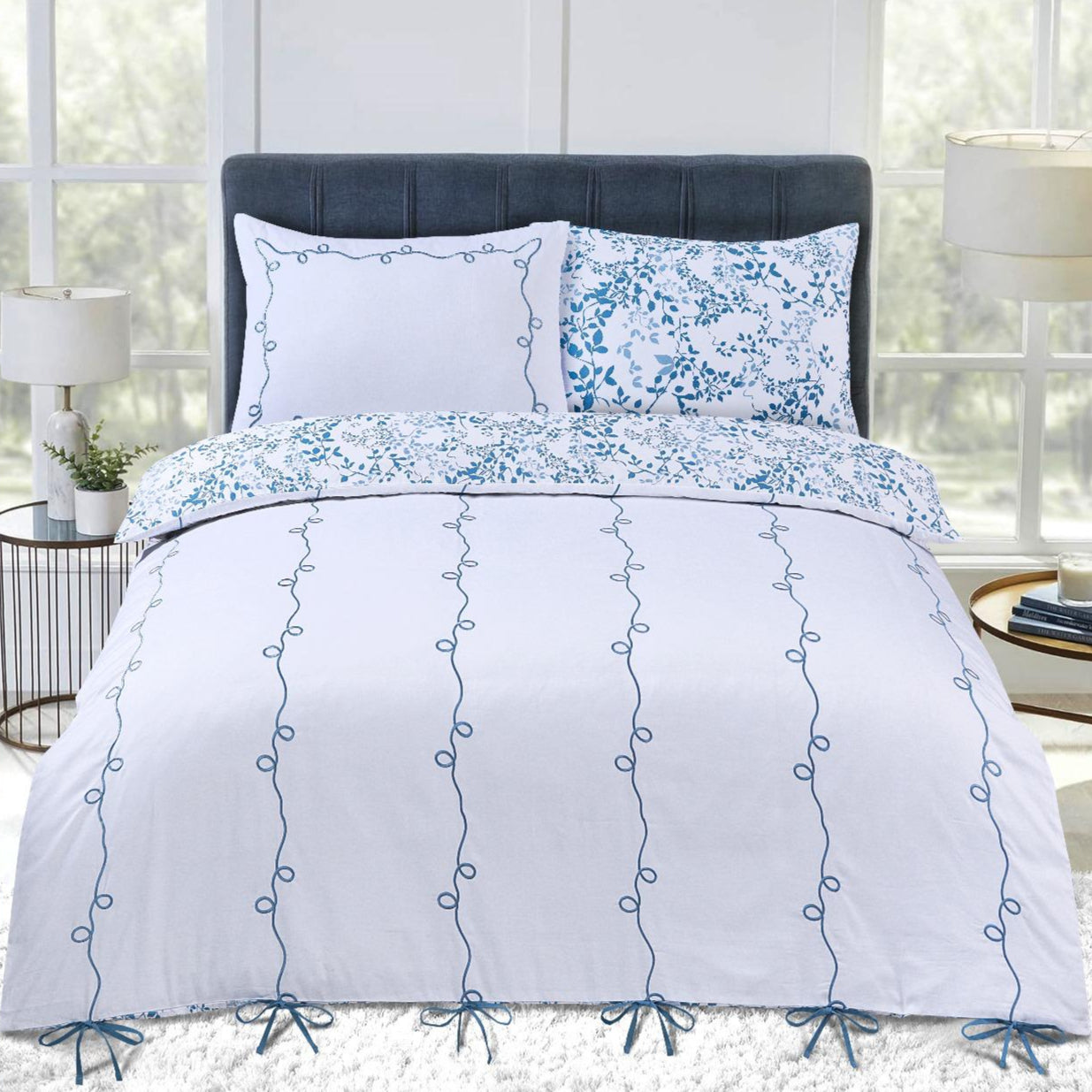 Petite Belle Lafayette Powder Blue Embroidered Duvet Set