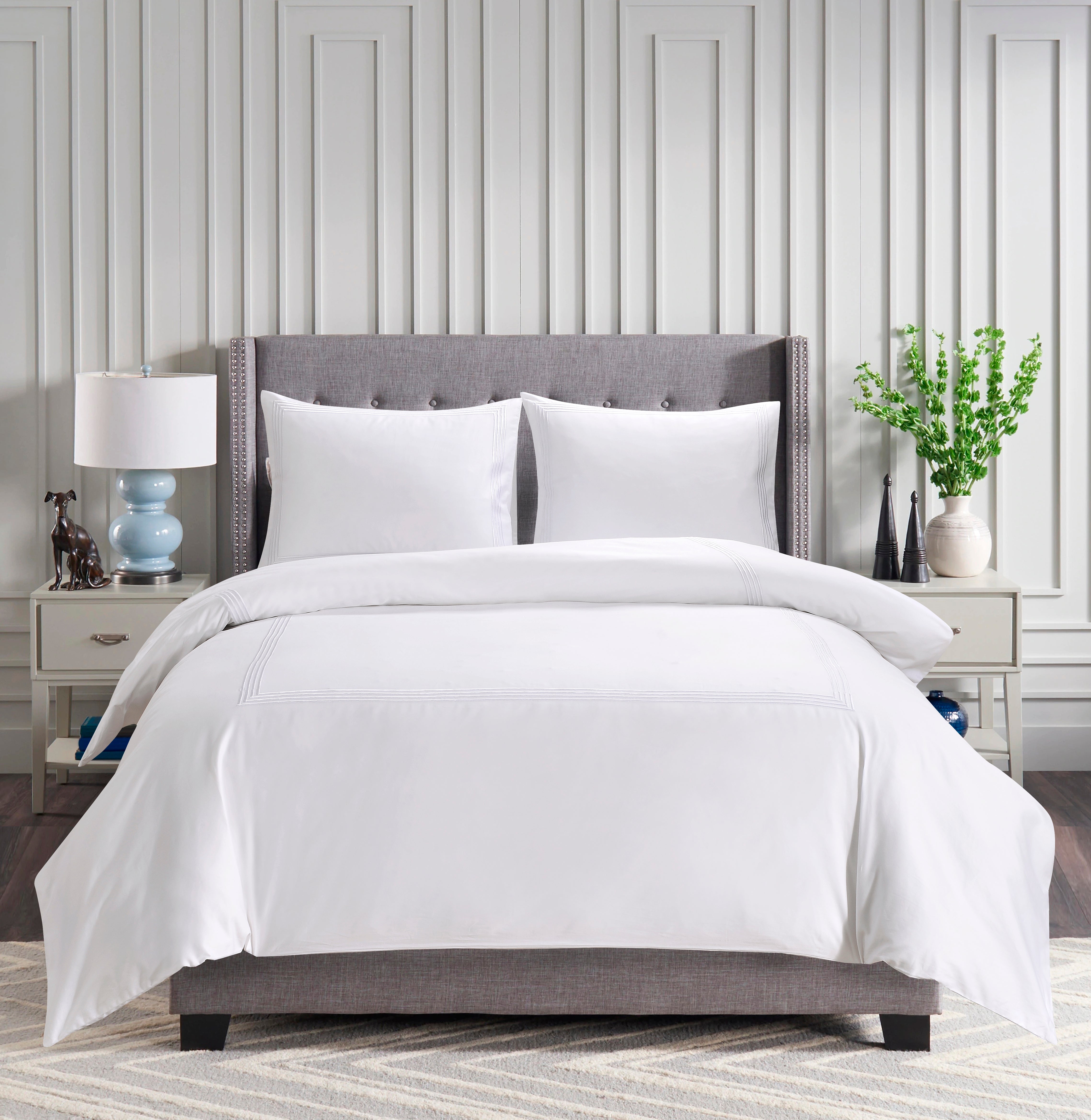 Aura Home Pearl Embroidered Hotel Duvet Set
