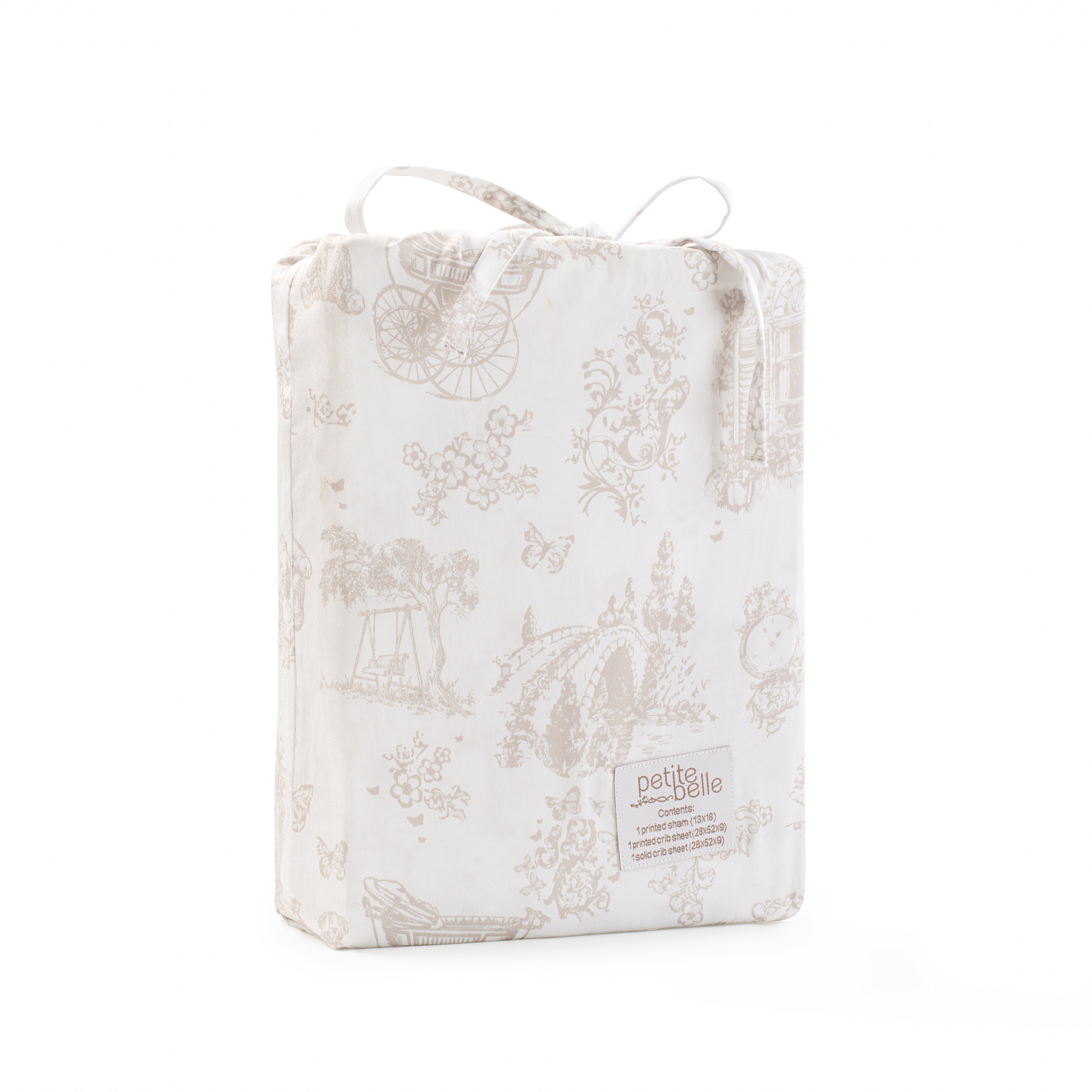 Petite Belle Toile Safra Standard Crib Sheet Set- Taupe