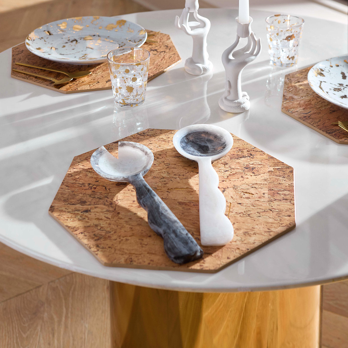 Jonathan Adler Como Black & White Ripple Salad Serving Set