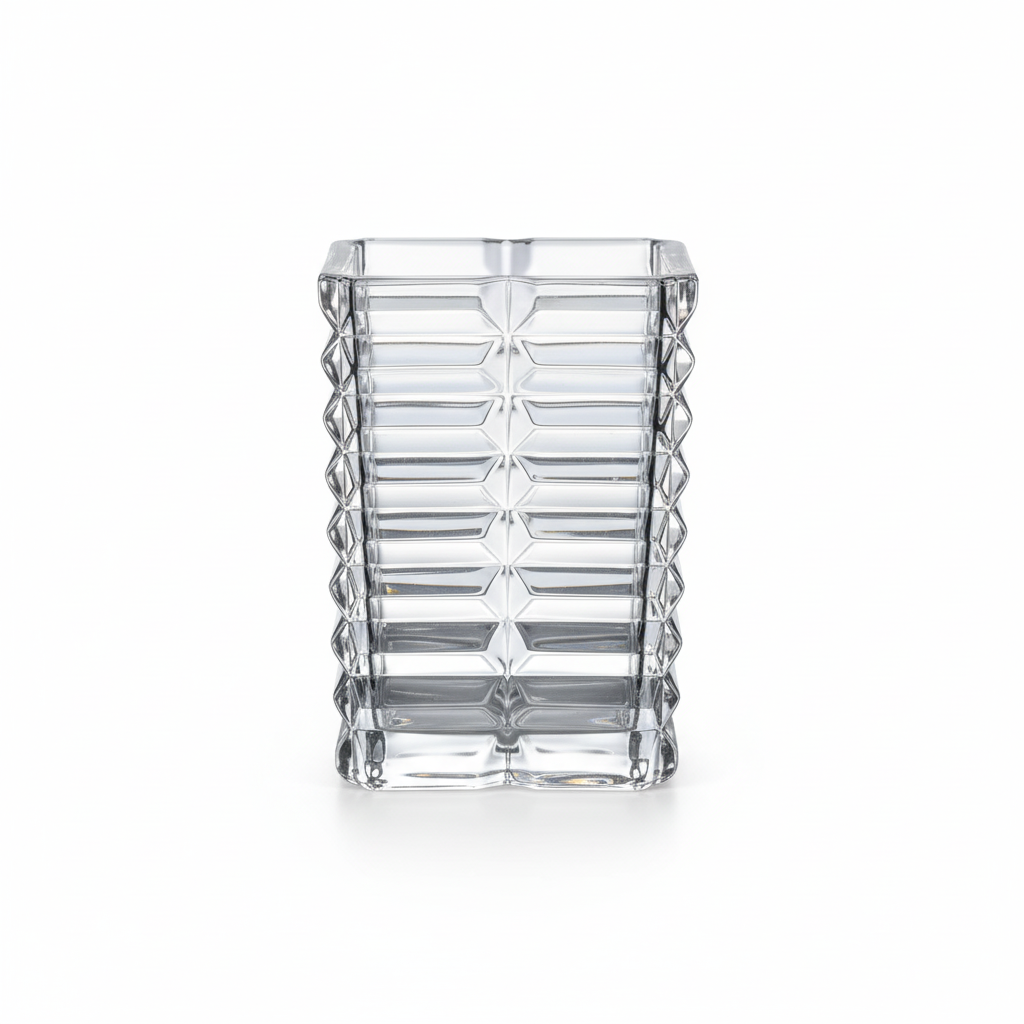 Textured glass vase, clear