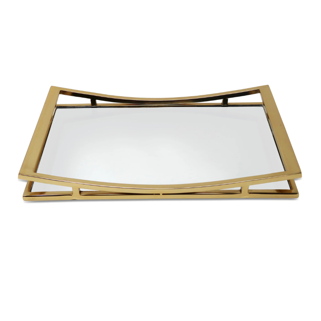 Rectangle Mirror Tray with Silver Walls