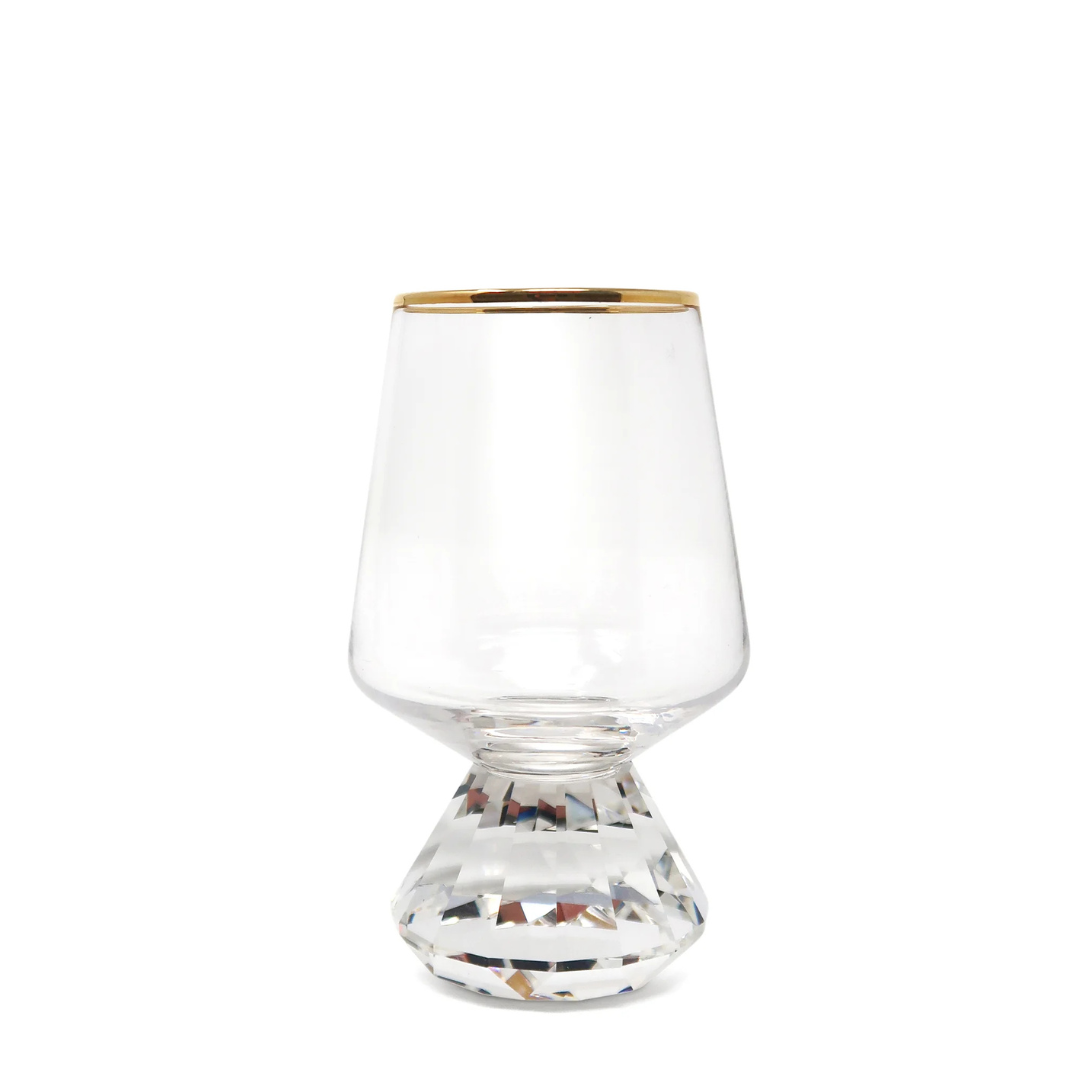 Set of 6 Shot Glasses with Diamond Base & Gold Rim