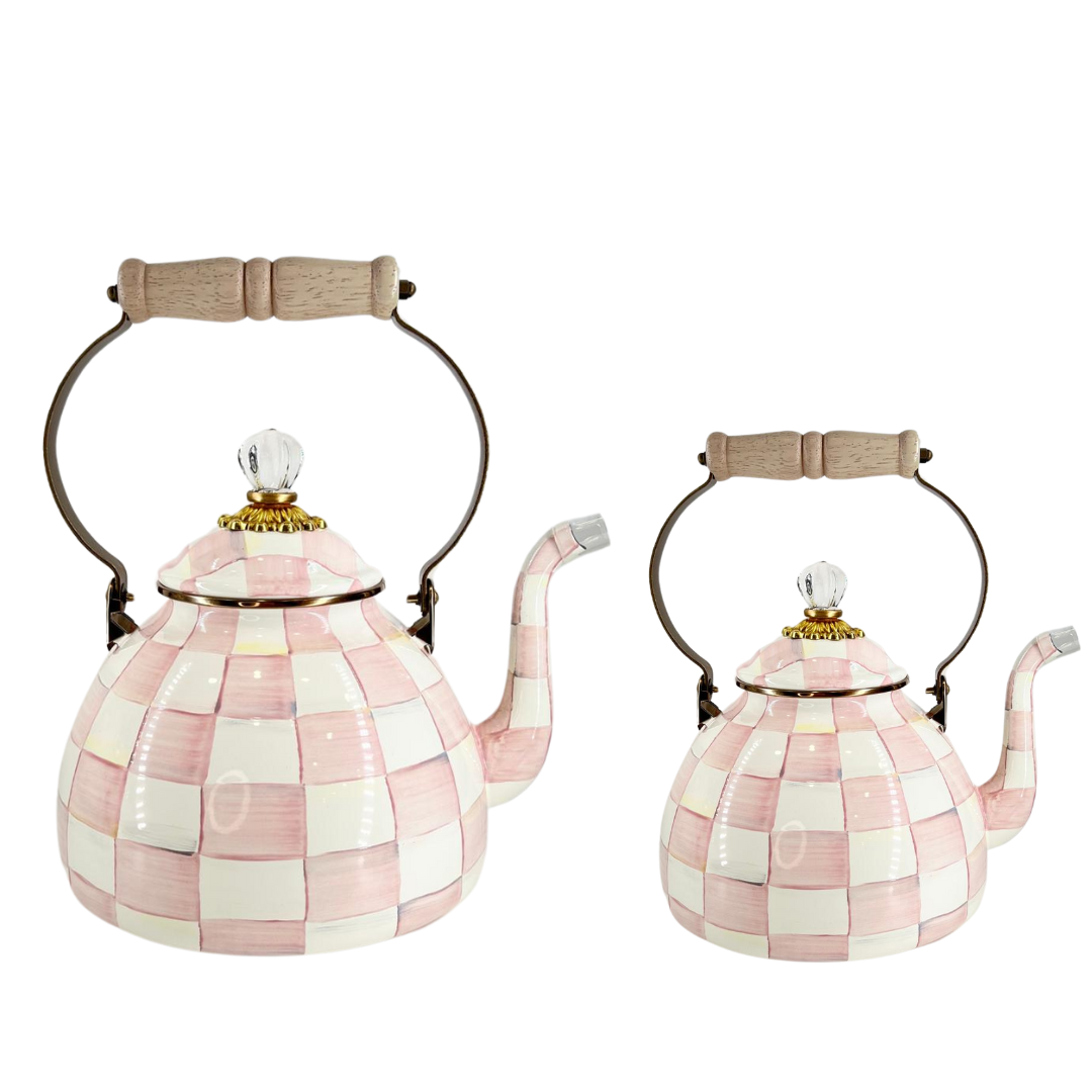 MacKenzie-Childs Rosy Check Tea Kettle