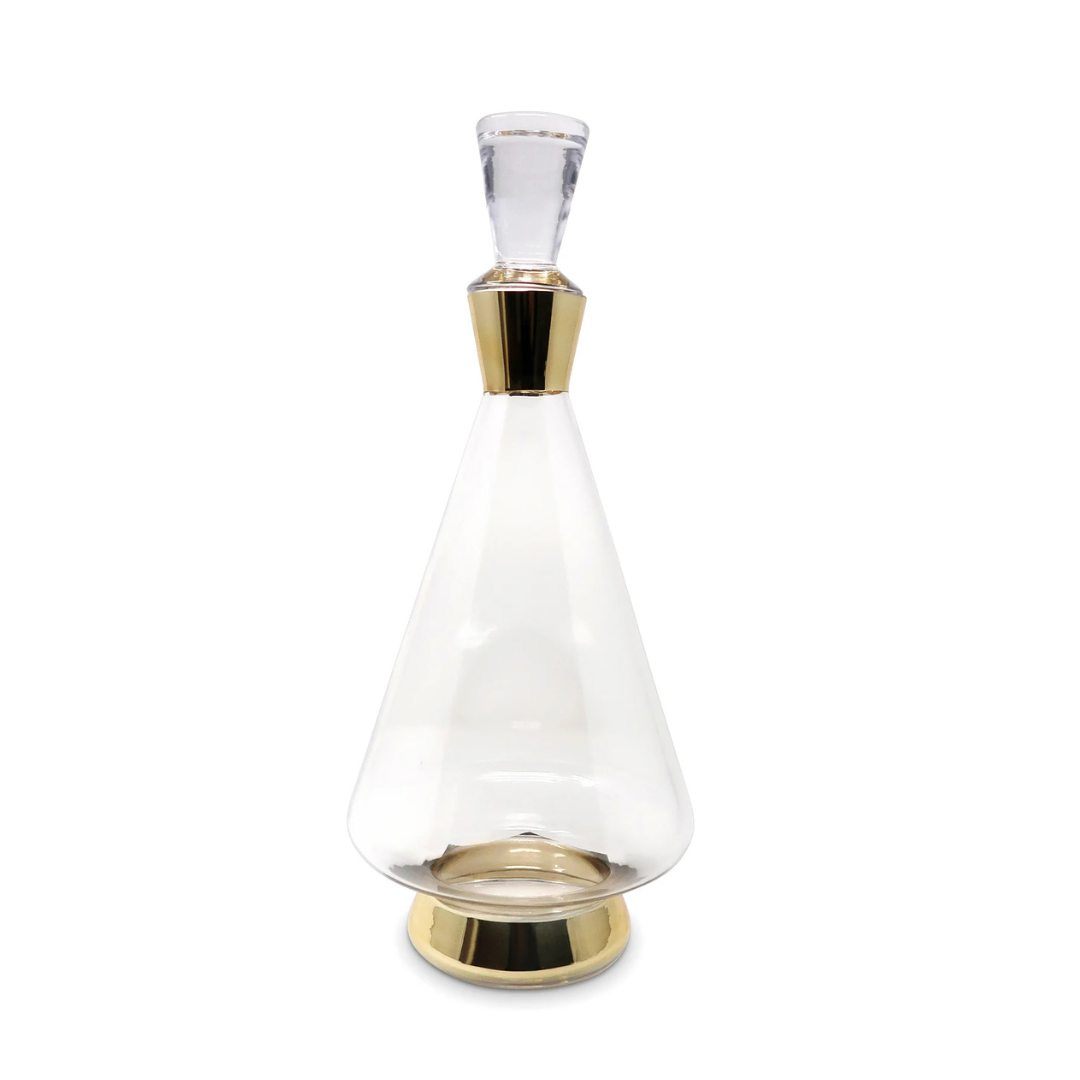 Glass Decanter with Gold Accents